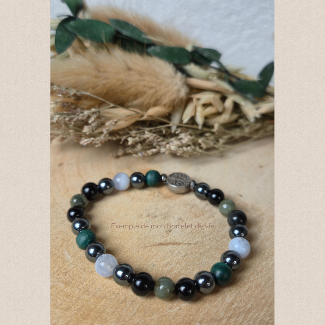 Bracelet de Vie personnalisé Nayeli, pierres naturelles selon la numérologie