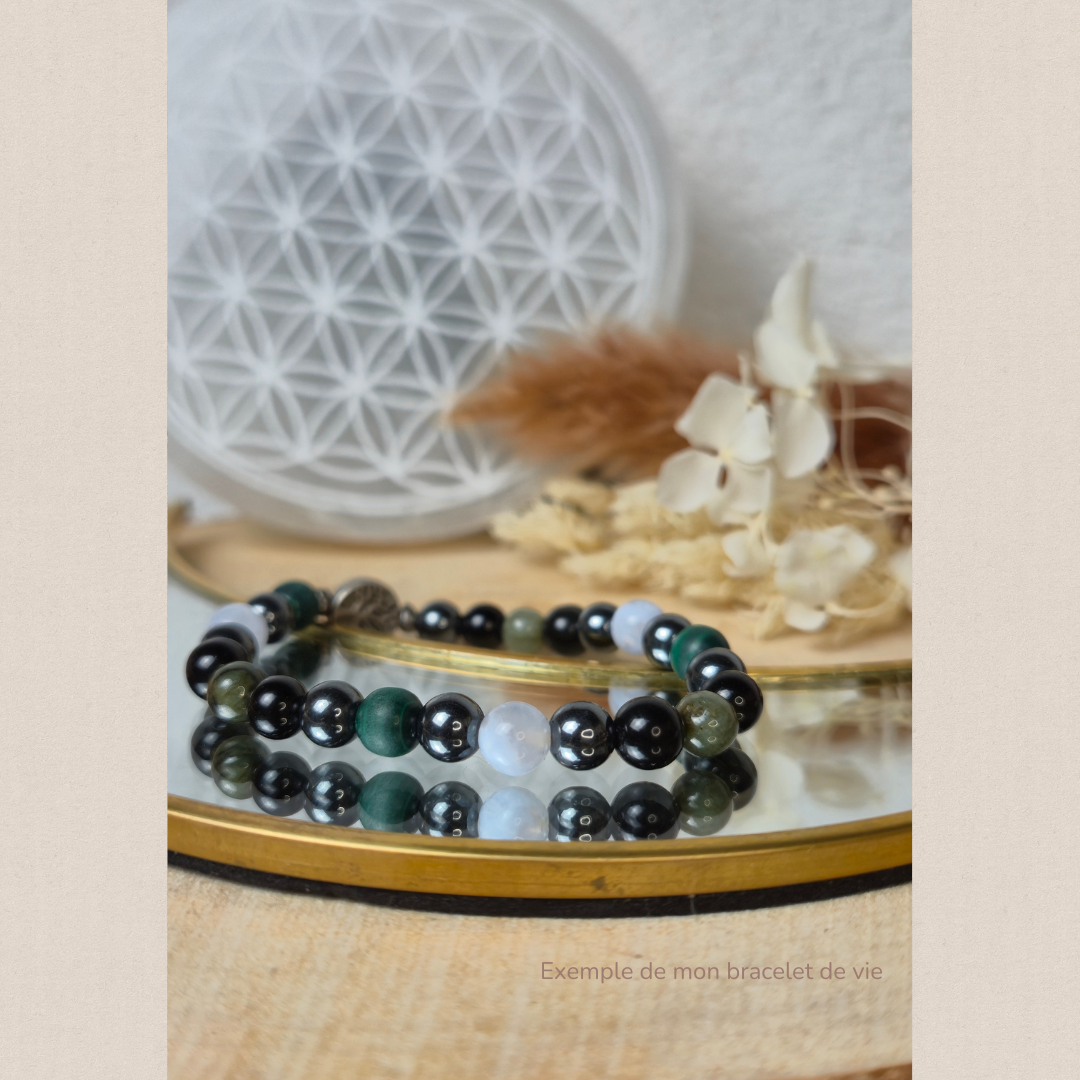 Bracelet de Vie personnalisé Nayeli, pierres naturelles selon la numérologie
